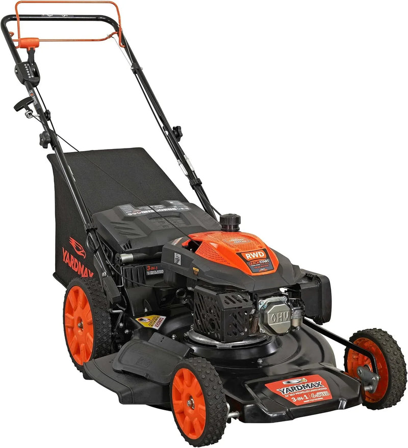 22 in. 201cc Select PACE 6 Speed CVT High Wheel RWD 3-in-1 Gas Walk Behind Self Propelled Lawn Mower, Black A6