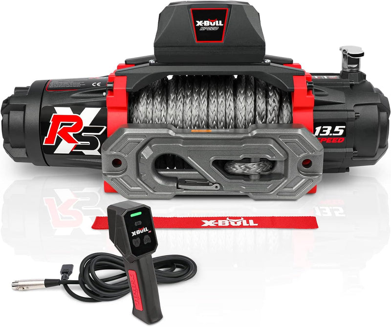 13,500-pound load capacity electric winch - 12-volt DC power supply, suitable for off-road trailer towing, dual-function wireless remote control U8