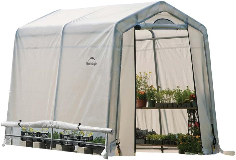 0 feet x 10 feet "GrowIT" Green House - Built-in Simple Greenhouse. It features a sleek design, a high ceiling design, an outdoor planting room with easy access, and is equipped with a transparent waterproof cover. R8