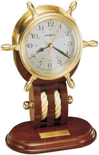 Type II Wall Clock 549-644 - Climate and Navigation Series Pure Brass Ship Rudder Decorative Model, with Redwood Base and Quartz Movement O6