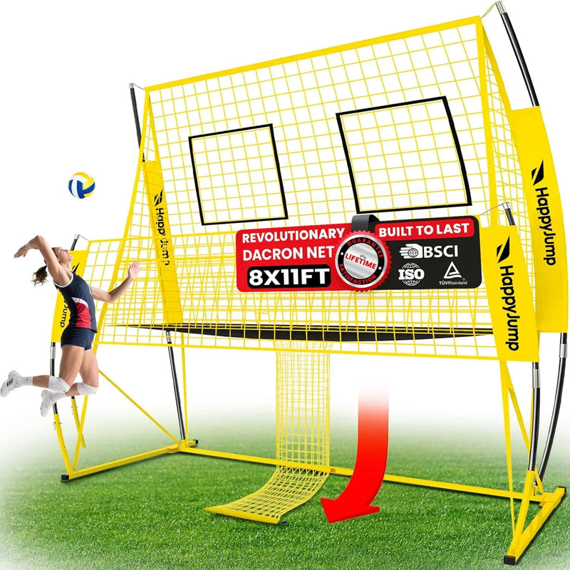 Adjustable volleyball training net equipment system (8x11 feet), suitable for adult outdoor or indoor volleyball practice, equipped with volleyball. E7