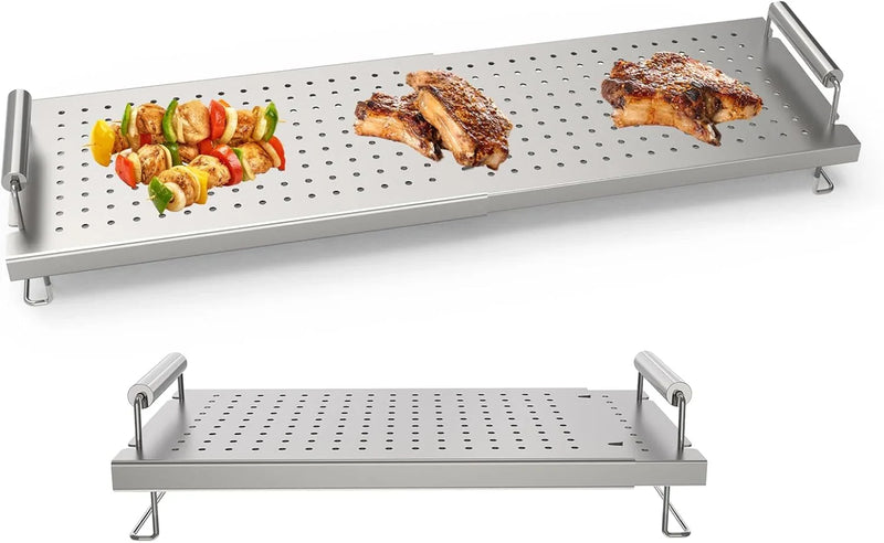 Adjustable baking pan heating/cooling rack, suitable for Blackstone baking pan accessories, with dimensions of 17 inches, 22 inches, 28 inches, 36 inches. Universal stainless steel heating tray/heating rack shelf/heater I8