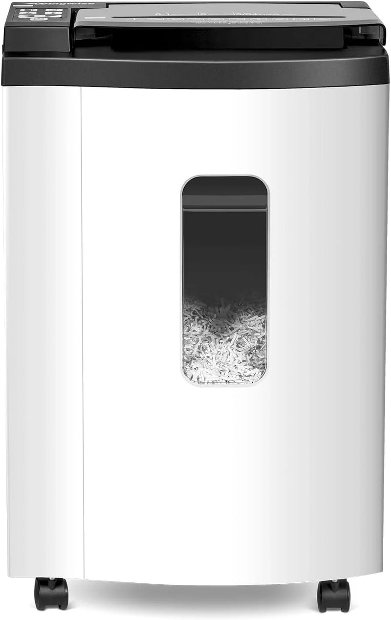150 Sheet Auto-Feed Micro Cut Paper Shredder for Home Office Use, P-5 Super High Security (5/64 x 19/32 inches), Large 6-Gallon Bin, 20-Min Continuous Run, 55dB Ultra-Quiet, White J9