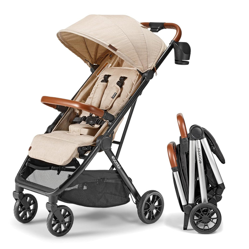 V2 Compact Baby Stroller - Premium vegetarian leather material, one-handed folding, infinitely adjustable tilt angle, aerospace-grade aluminum frame, oversized sunshade, spacious storage space, folding umbrella-style baby stroller - Desert Berry Colo H4