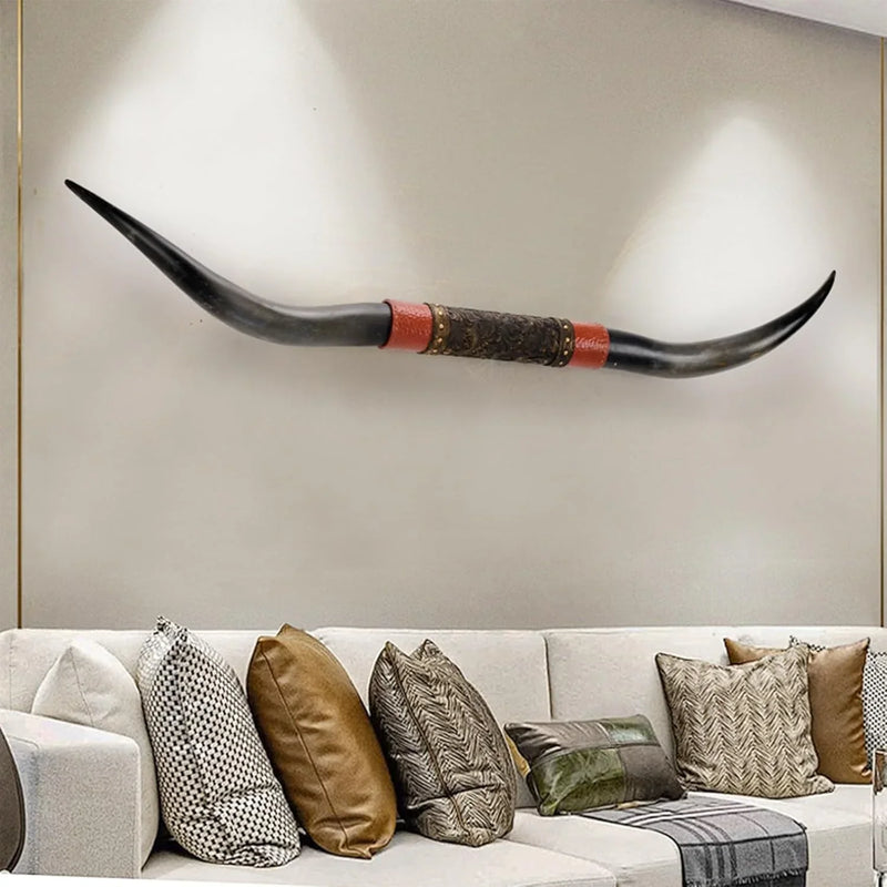70" Long Horn Bull Horns, Longhorn Skull Wall Decor, Faux Taxidermy, Rustic Animal Head Wall Art, Living Room Decor A5