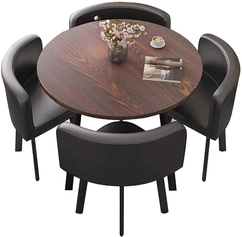A 4-person conference table and chair set, office reception room club table and chair combination, suitable for living room / central area / farmhouse / home office, medieval style table and chair set N7