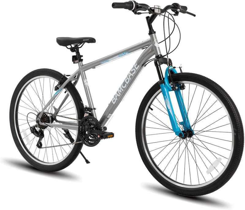26/27.5 Inch Mountain Bike, Mens Womens MTB with 21 Speeds, High-Tensile Steel Frame, V Brake, Hardtail Bicycle for Adults M8