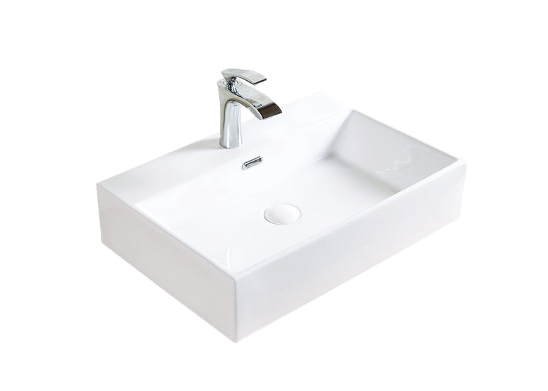A&E Bath Raylee Ceramic Vessel Bathroom Sink/Basin with Overflow, Glossy White Y3