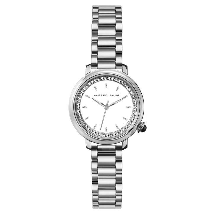Alfred Sung White Dial Women's Watch D4