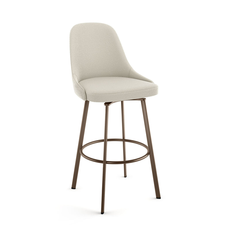 Amisco Harper Swivel Counter Stool with Backrest, Bronze Frame & Cream Fabric, 26-in N0