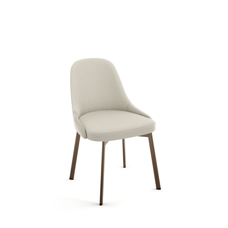 Amisco Harper Upholstered Dining Chair, Boucle Polyester Fabric & Bronze Metal Frame E1