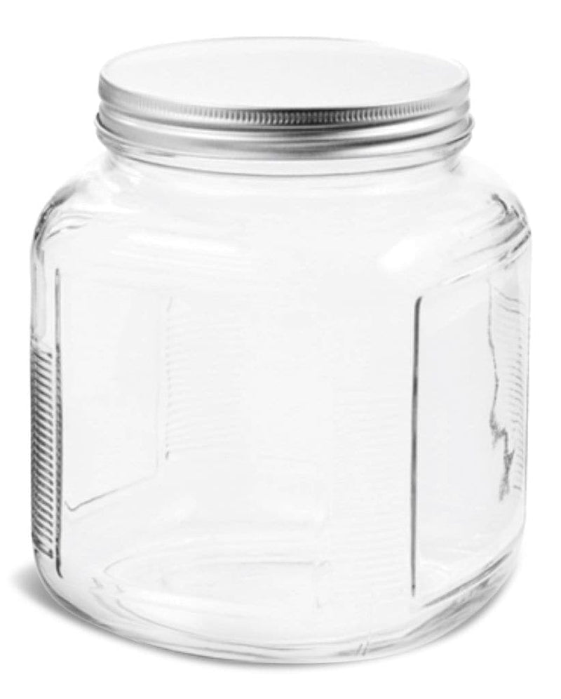 Anchor Hocking Cracker Glass Food Storage Jar with Silver Lid, 2-qt, Clear & Durable Glass S1