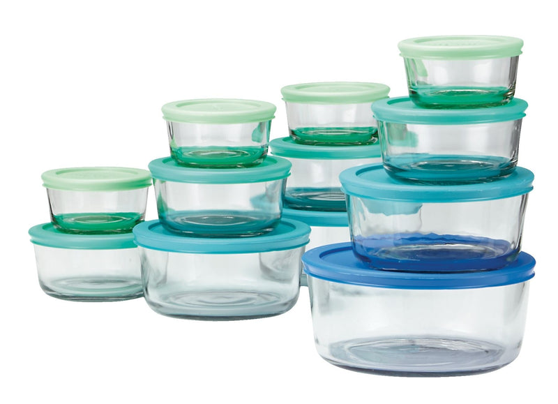 Anchor Hocking Glass Food Storage Set with Lids, Assorted Sizes, 12 Count P3