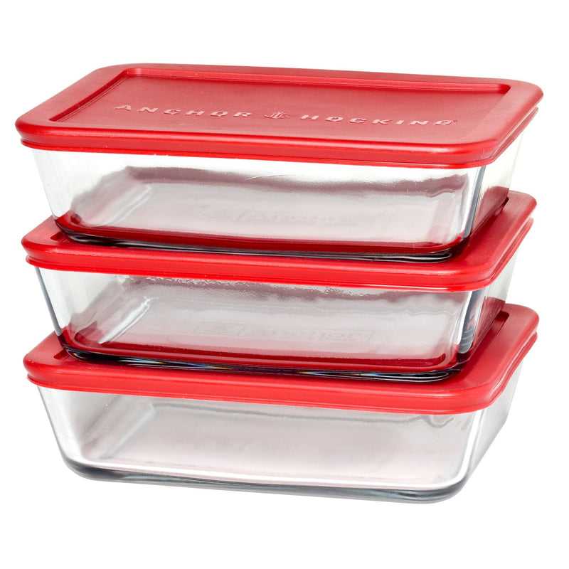 Anchor Hocking Glass Meal Prep Food Storage Container Set, 6-pc B5