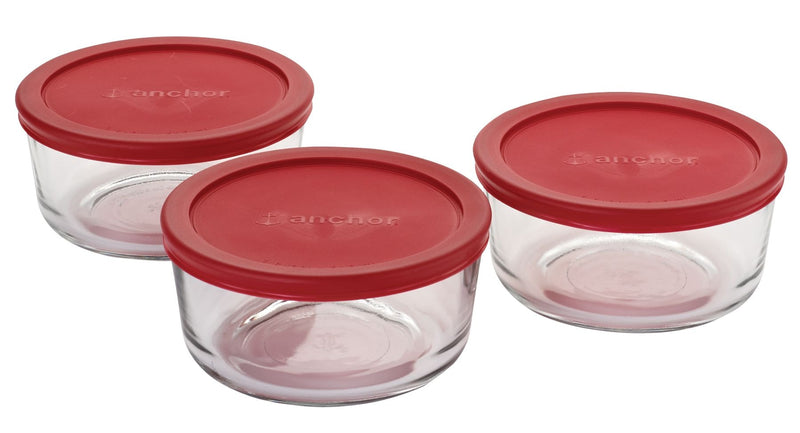 Anchor Hocking Glass Round Storage Container Set with Lids, 3 Count P2