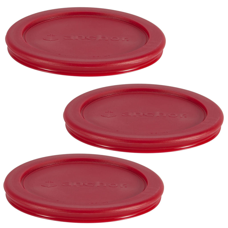 Anchor Hocking Plastic Lid Set, Red, 3-pc x 2-Cup S2