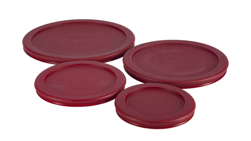 Anchor Hocking Plastic Lid Set, Red, Assorted Sizes, 4-pc Z6