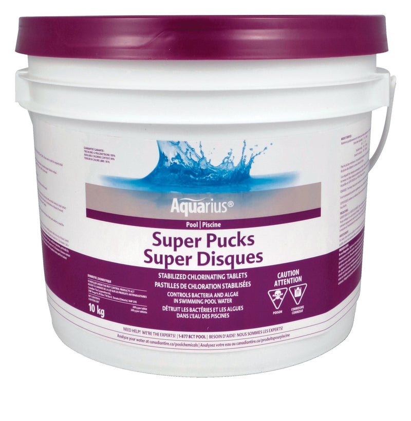 Aquarius Super Pucks Stabilized Chlorine Pool Pucks, 10-kg O7