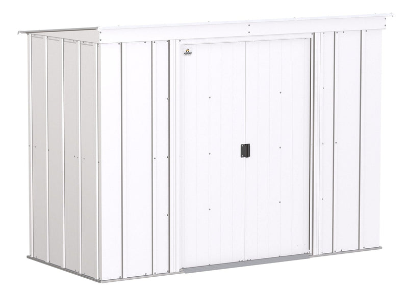 Arrow Classic Galvanized Steel Storage Shed, Flute Grey, 8-ft x 4-ft E4