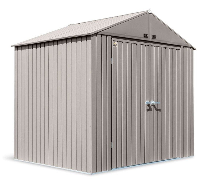 Arrow Elite Steel Storage Shed with Pent Roof, Cool Grey, 8-ft x 6-ft M5