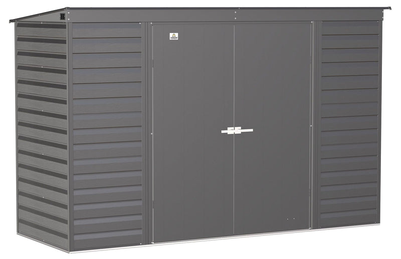 Arrow Select Galvanized Steel Storage Shed, Charcoal, 10-ft x 4-ft Q7