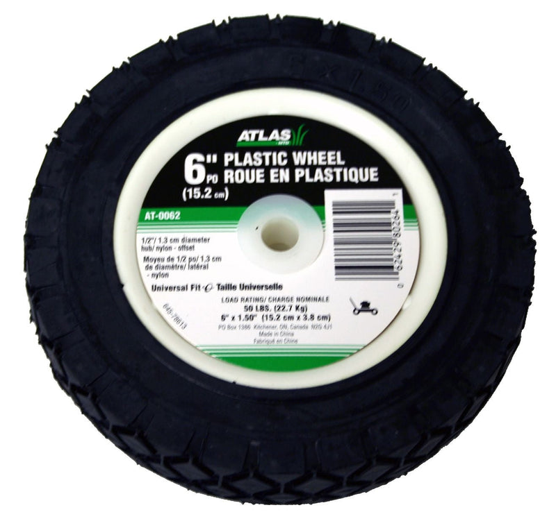 Atlas Lawn Mower Replacement Wheel, Wide Tread, 6-in x 1.5-in C1