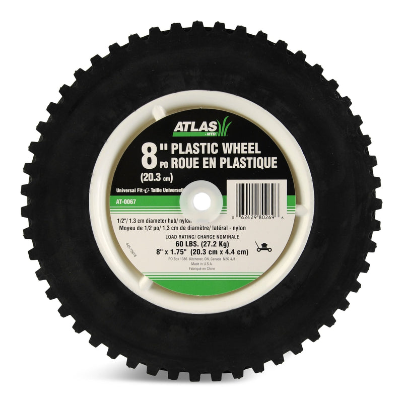 Atlas Plastic Lawn Mower Replacement Wheel with Geared Tread, 8-in x 1.75-in Y0