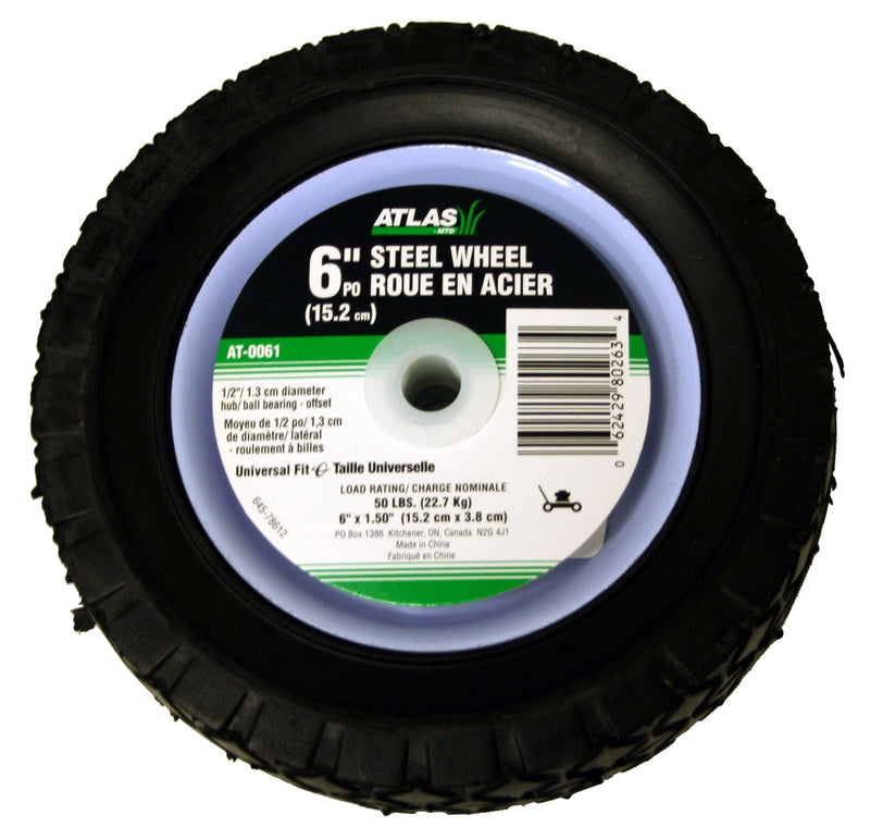 Atlas Steel Lawn Mower Wheel with Ball Bearings, 6-in x 1.5-in X9