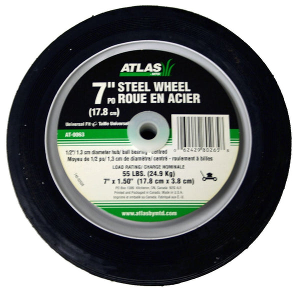 Atlas Steel Lawn Mower Wheel with Ball Bearings, 7-in x 1.5-in Y8