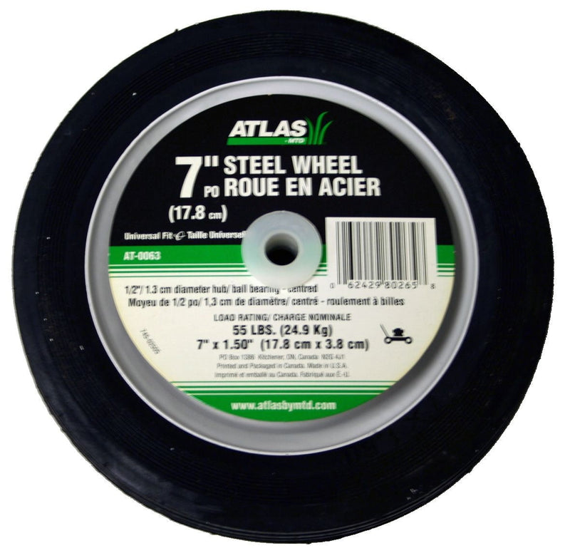 Atlas Steel Lawn Mower Wheel with Ball Bearings, 7-in x 1.5-in Y8