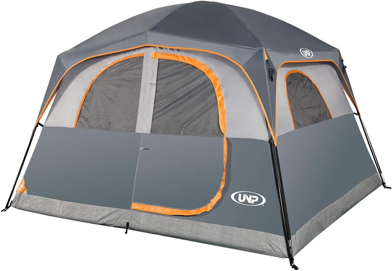 A 6-person waterproof and windproof portable family camping tent, with a double-layer structure, equipped with 1 mesh door and 5 large mesh windows - height of 10 feet × 9 feet × 78 inches (unit: inches) O3