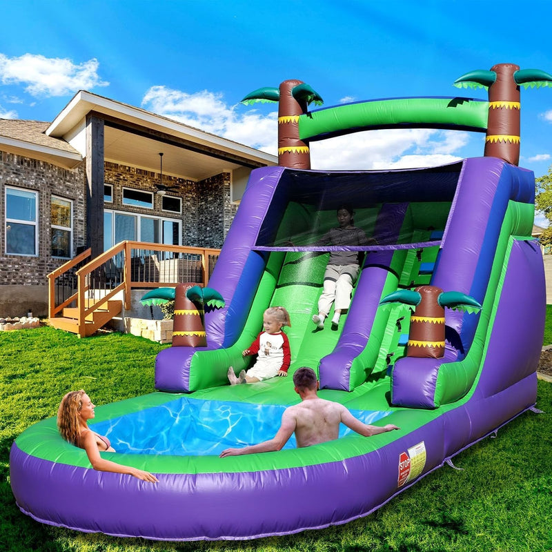 21FT(L) Commercial Grade Water Slide for Adults, (Heavy Duty Full PVC) (Big Splash Water Pool), 750w Blower, Inflatable Waterslide for Backyard, Outdoor Park, 21x9x12ft L0