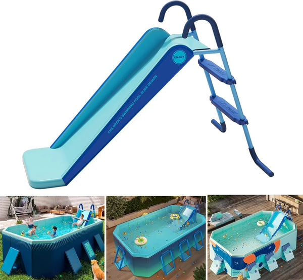 Pool Slide Inflatable Swimming Water Slide, Summer Swimming Pool Supplies Universal Trampoline Ladder Backyard Slide Home Playground Equipment D7