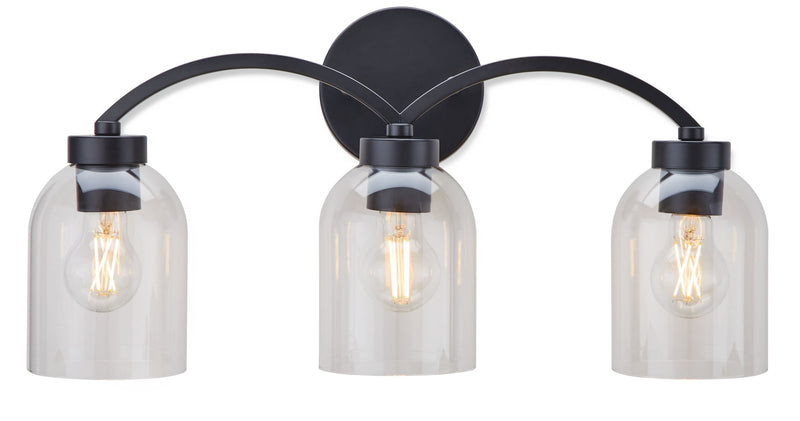 Canvas Bentbrook 3-Light Vanity with Glass Shade, Black U2