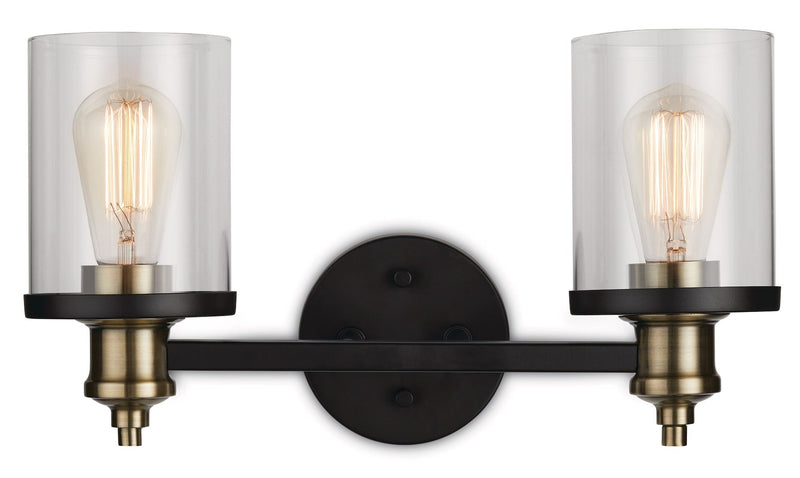 CANVAS Calliet 2-Light Vanity Light, Matte Black/Brass R7