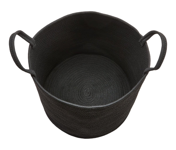 Canvas Finn Woven Cotton Rope Storage Basket, Black H6