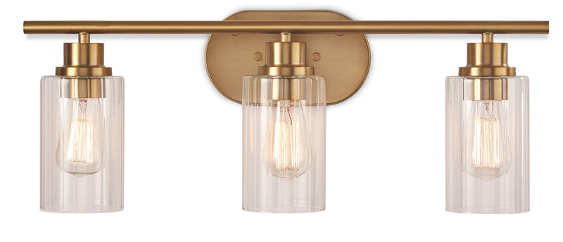 CANVAS Rosstown 3-Light Vanity Light Fixture with Glass Shades, Brushed Gold R7