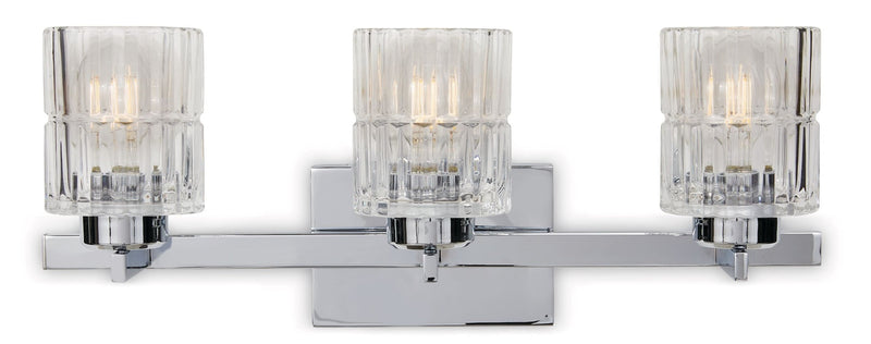 CANVAS Waverly 3-Light Vanity Light Fixture with Clear Glass Shades, Chrome D7