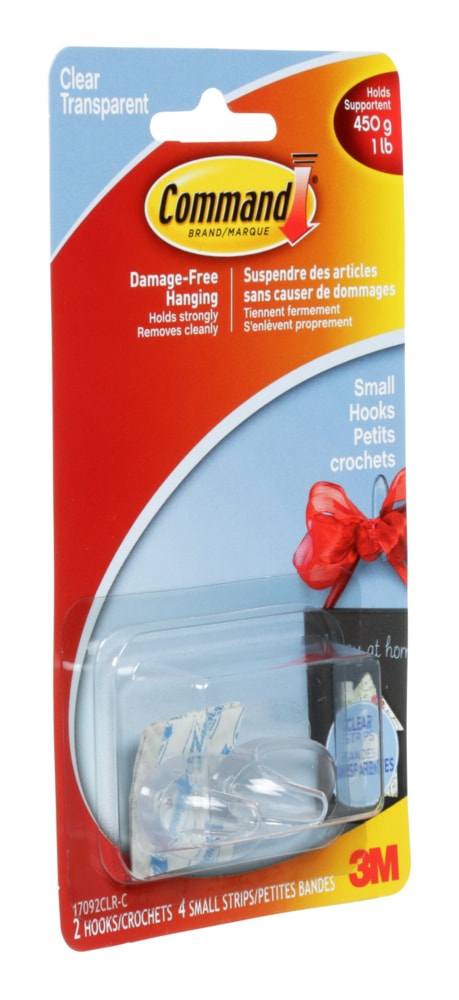Command Clear Hook and Strips, Damage Free Hanging, 1-lb Capacity U1