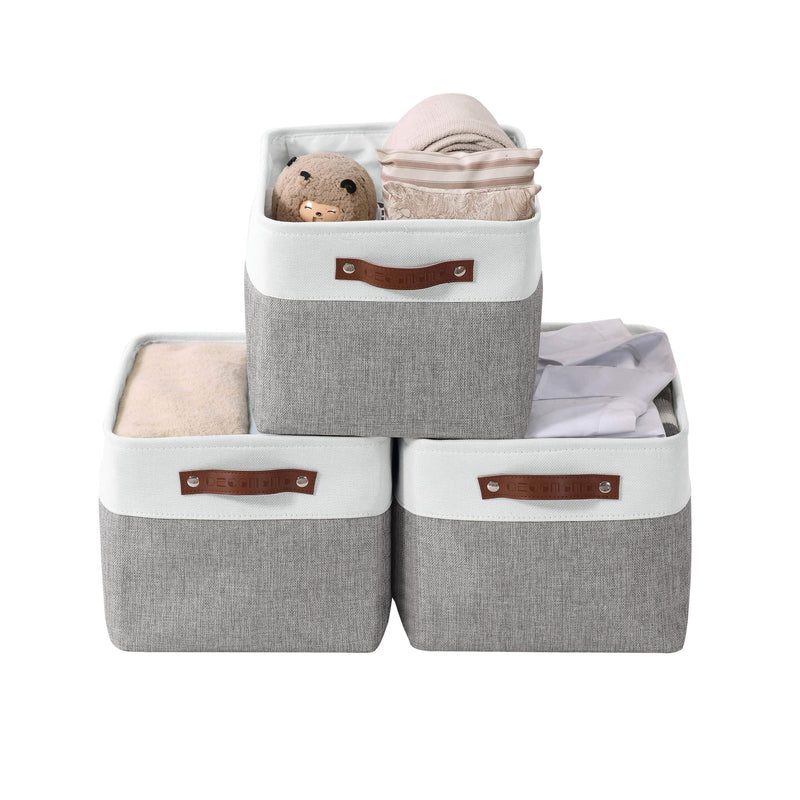 Decomomo Large Soft-Sided Foldable Storage Basket, 3-pk, White C4