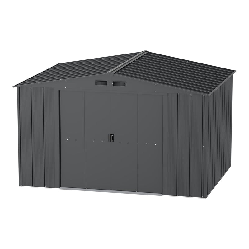 Duramax Metal Outdoor Storage Shed with Steel Frame, Dark Grey, 10-1/2-ft x 8-ft V8
