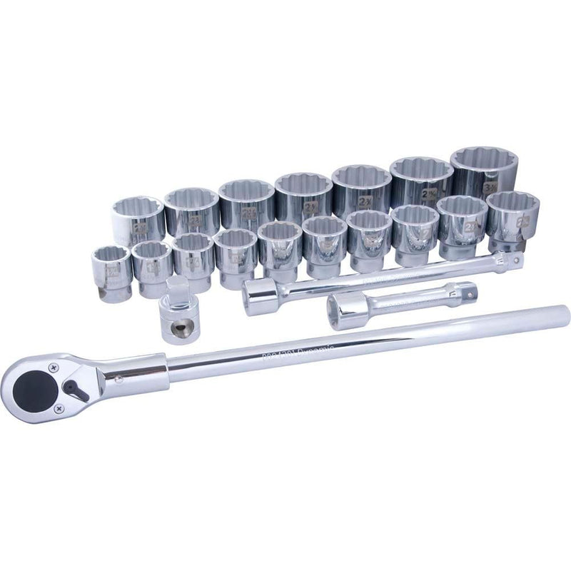 Dynamic Tools 1-in Drive 12 Point Standard Socket & Attachment Set, SAE, 21-pk M0