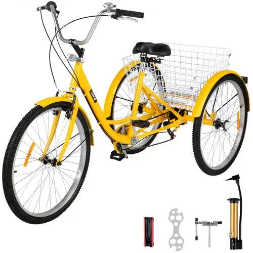 Adult Tricycle 26 7 Speed 3 Wheel Trike Bicycle Bike Cruise w Basket Shooping Y7