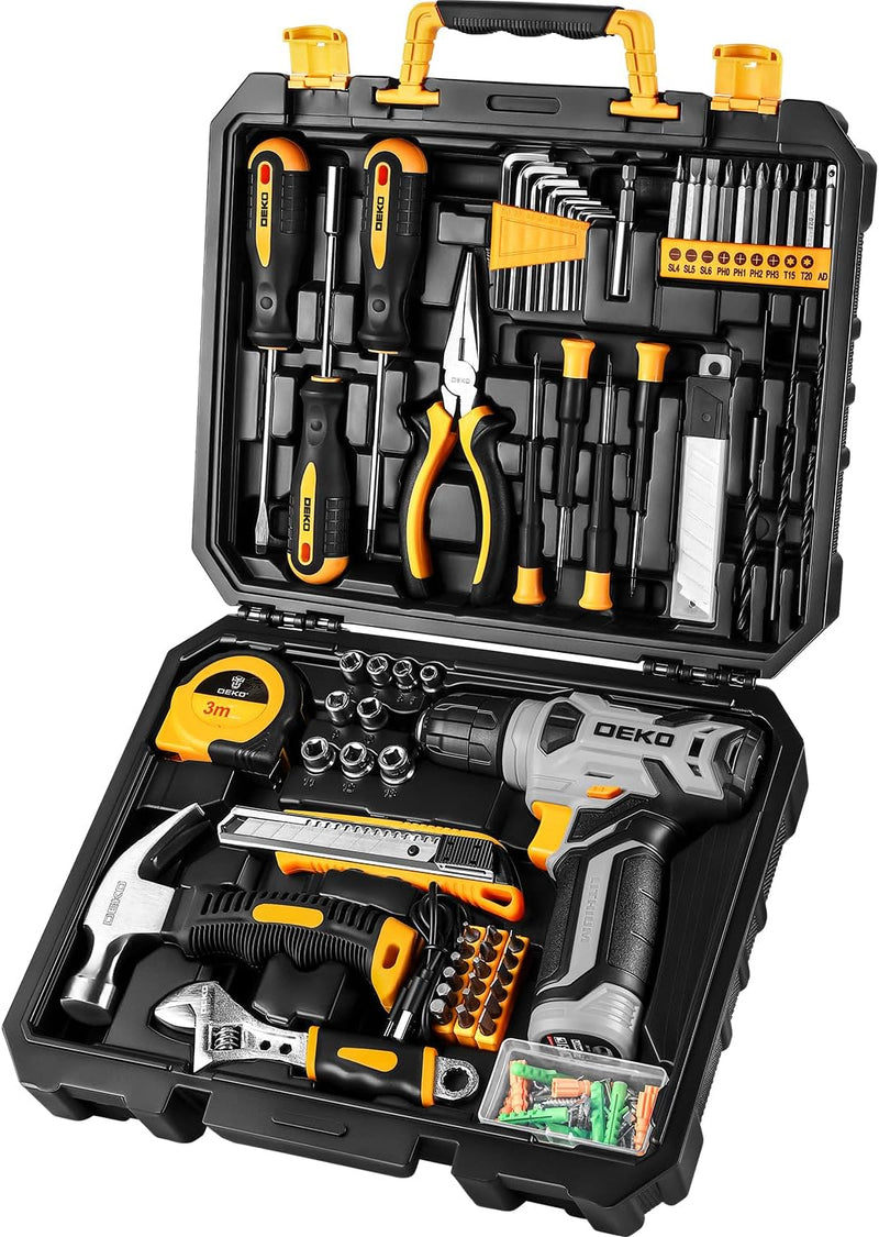Tool Set：Tool Kit with 8V Cordless Drill,Tool Box with Drill,Hand Drill Set for Men & Women,Home Tool Kits for House Repair,Handyman,DIY 126 Piece L2