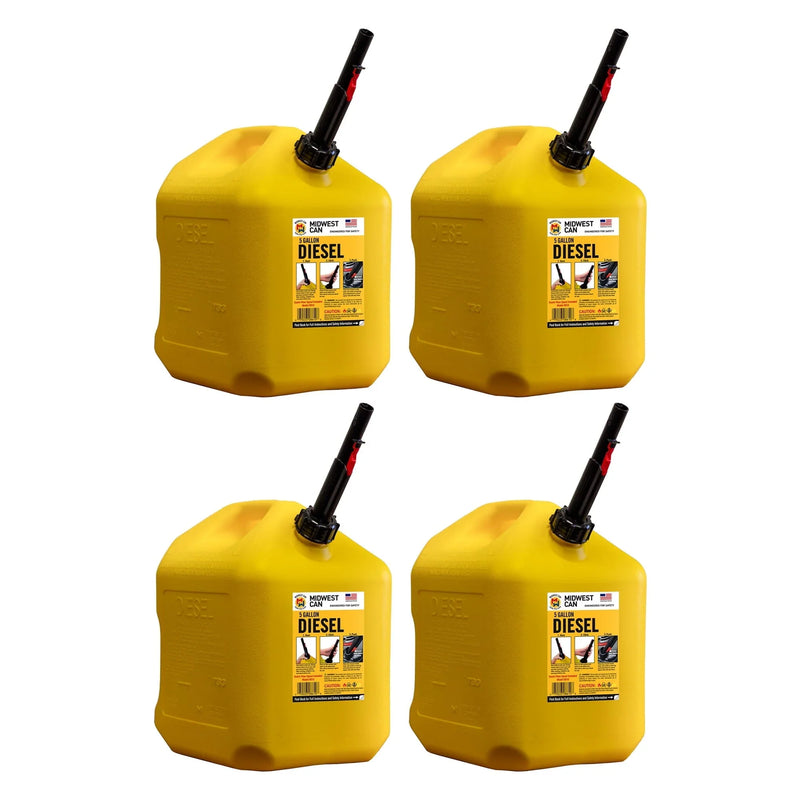 5 Gallon Diesel Can Fuel Container w/ Auto Shut Off (4 Pack) B6