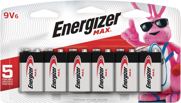 Energizer Max 6-pk 9V / 9 Volt Alkaline Batteries, Long Lasting, All Purpose V0