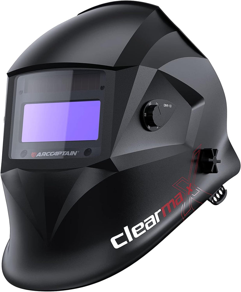 Welding Helmet Auto Darkening, True Color Solar Powered Welding Mask with 4 Arc Sensor, 1/1/1/1 Optical Clarity and Adjustable Shade 4/9-13 Welder Helmet P5