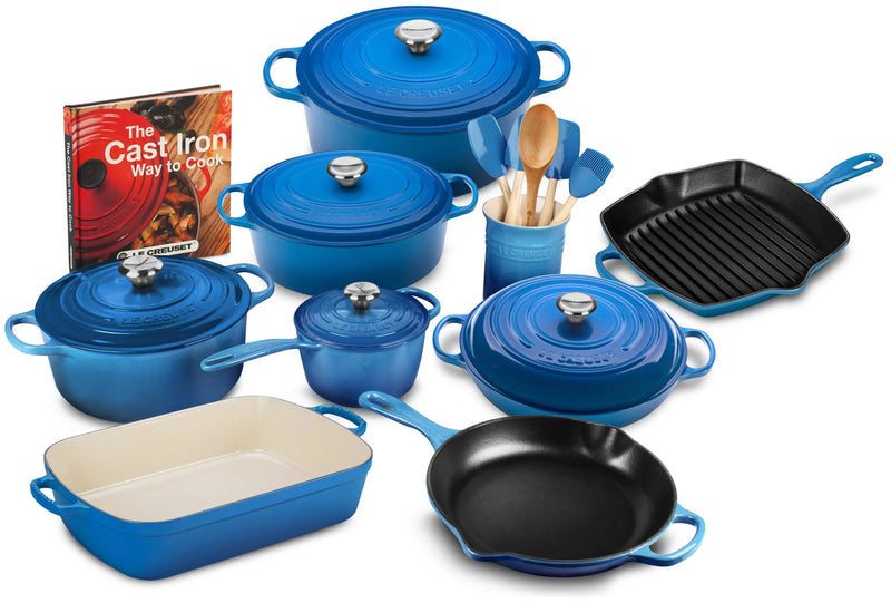 20-piece Signature Cast Iron Cookware Set,10.25 Skillet,1.75-quart Saucepan with Lid N2