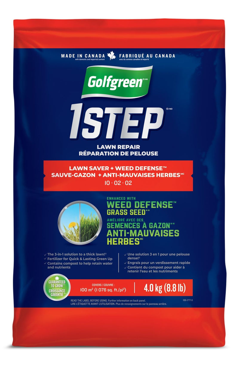 Golfgreen 1-Step Lawn Saver + Weed Defense 10-02-02 Grass Seed, 4-kg U7