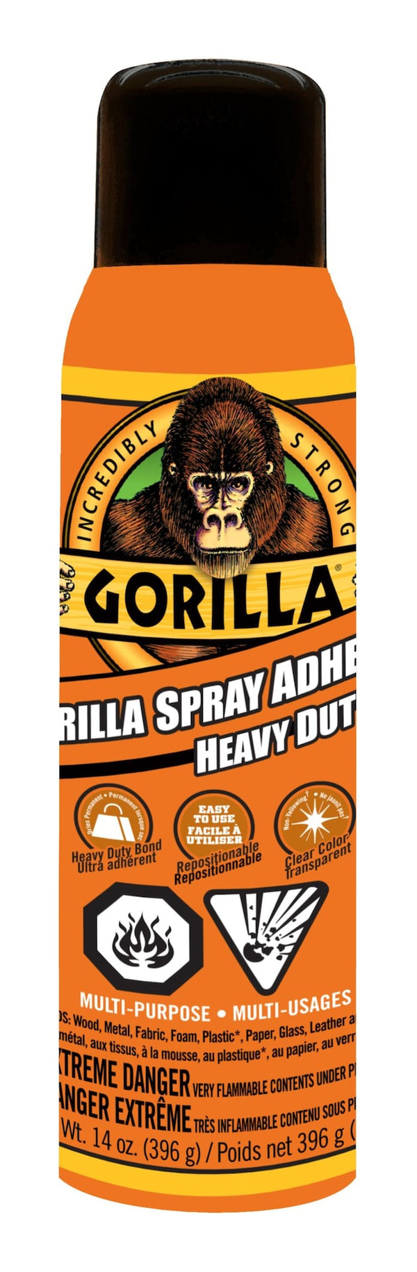Gorilla Glue Spray Adhesive, Heavy-Duty, Weather-Resistant, Indoor/Outdoor, Clear, 1.4-oz T4